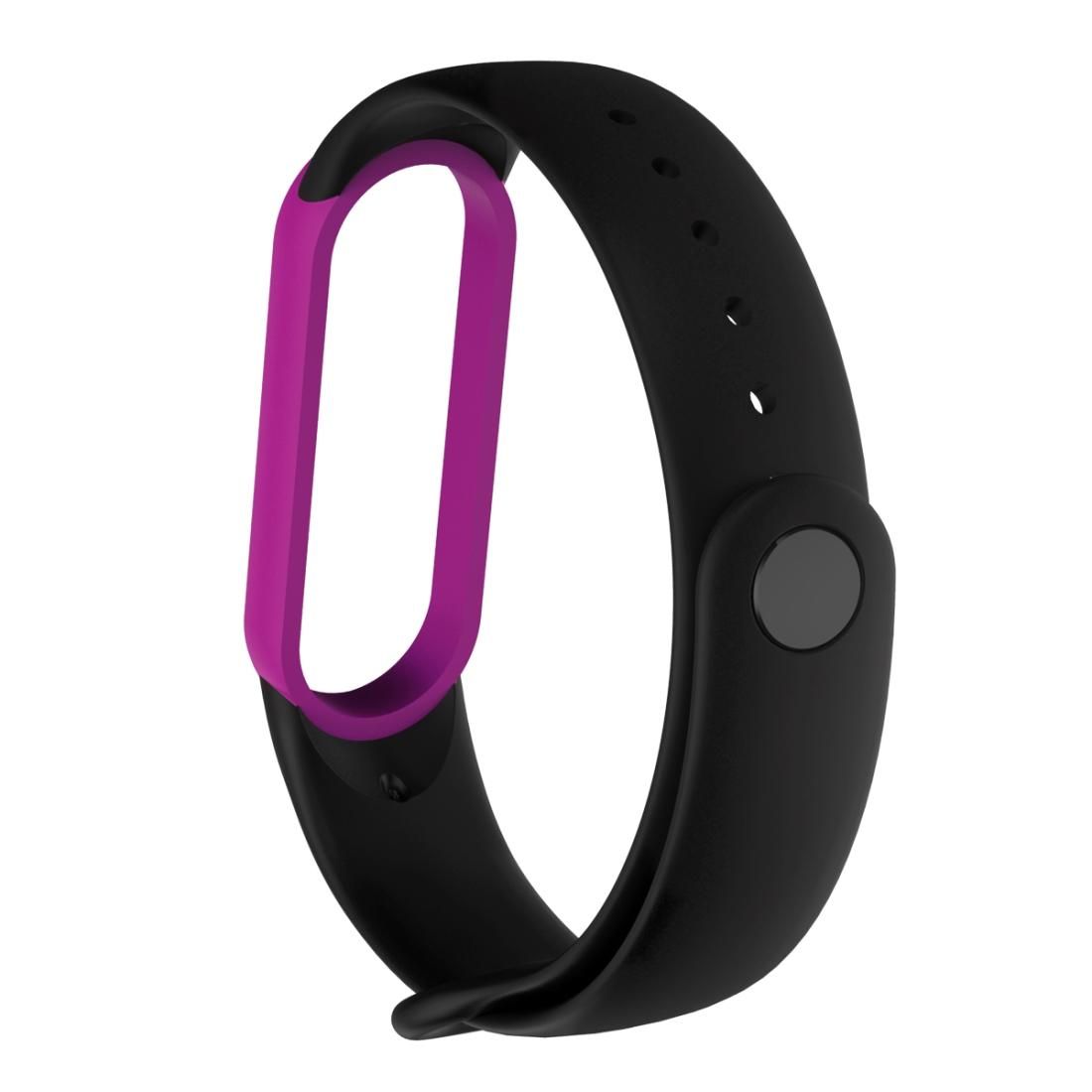 For Xiaomi Mi Band 5 Silicone Replacement Strap Watchband (Black Purple)