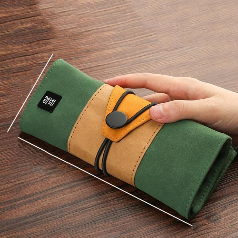Creative Retro Cute Roll up Pencil Case Colorful Big Storage Pencil Bag (Green)