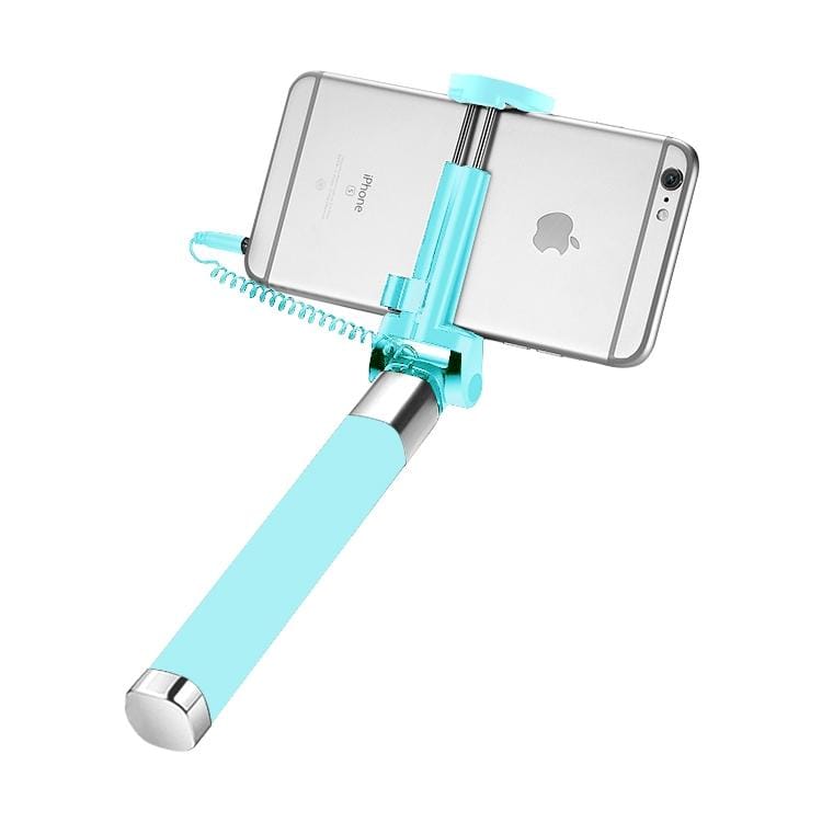 JOYROOM JR-ZB12 Aluminium Alloy Wired Controlled Selfie Stick Monopod Extendable Handheld Holder, Max Length: 77cm (Blue)