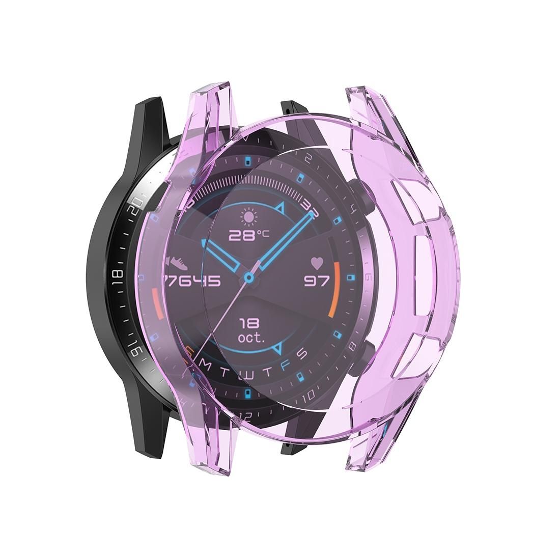 For Huawei Watch GT2 46mm Full Coverage Watch Protective Case with Screen (Transparent Purple)