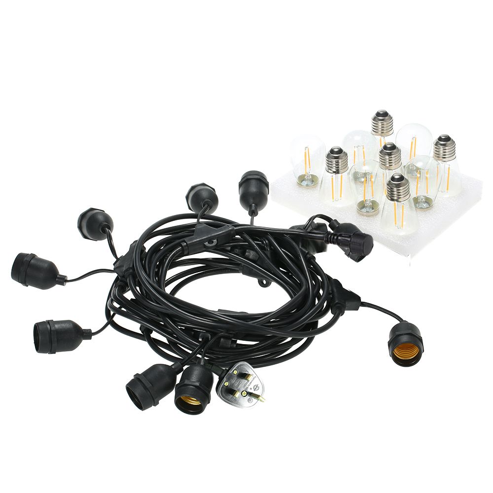 Tomshine String Light Kit AC220-240V 15W 33.5Ft E27 Base - UK Plug