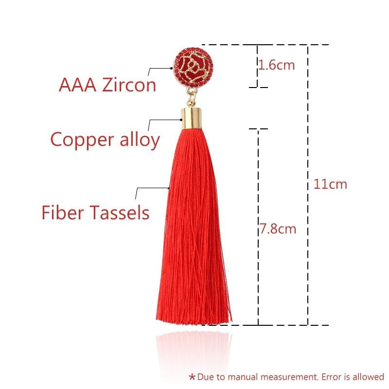 Bohemian Long Tassel Vintage Statement Drop Earrings for Women (Purple)