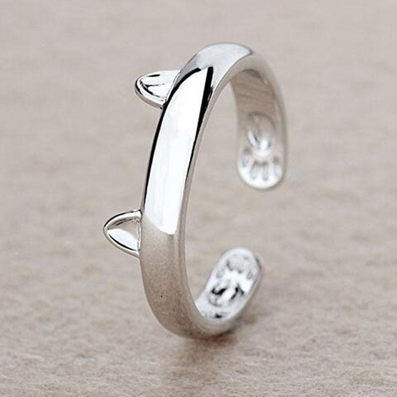 5 PCS Silver Plated Cat Ear Design Cute Fashion Jewelry Ring For Women