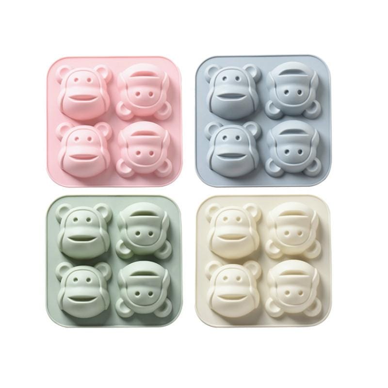 6 PCS Little Monkey Silicone Ice Cube Rice Cake Mold Cartoon Cake Baby Food Supplement Baking Mold (Green)