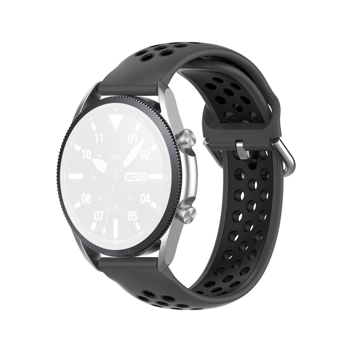 For Galaxy Watch 3 45mm Silicone Sports Two-tone Strap, Size: 22mm (Coal Black)