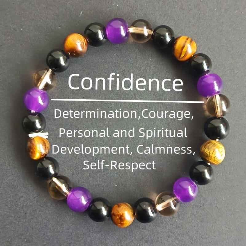 Uniqbuy for Confidence Meditation Yoga Natural Crystal Beaded Bracelet for Men Women 8mm Amethyst Energy Bracelet