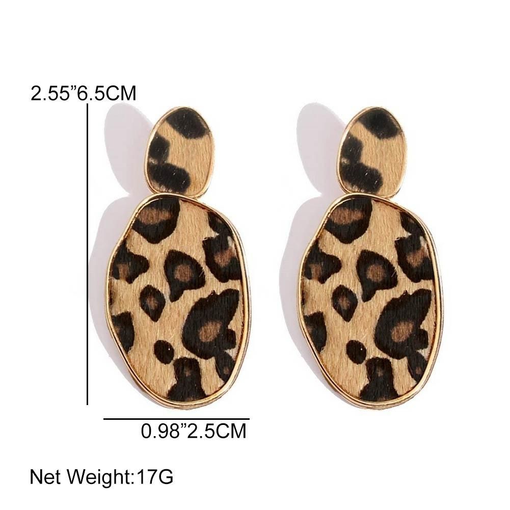 Sexy Leopard Geometric Street Beat Earrings For Lady (Light brown)