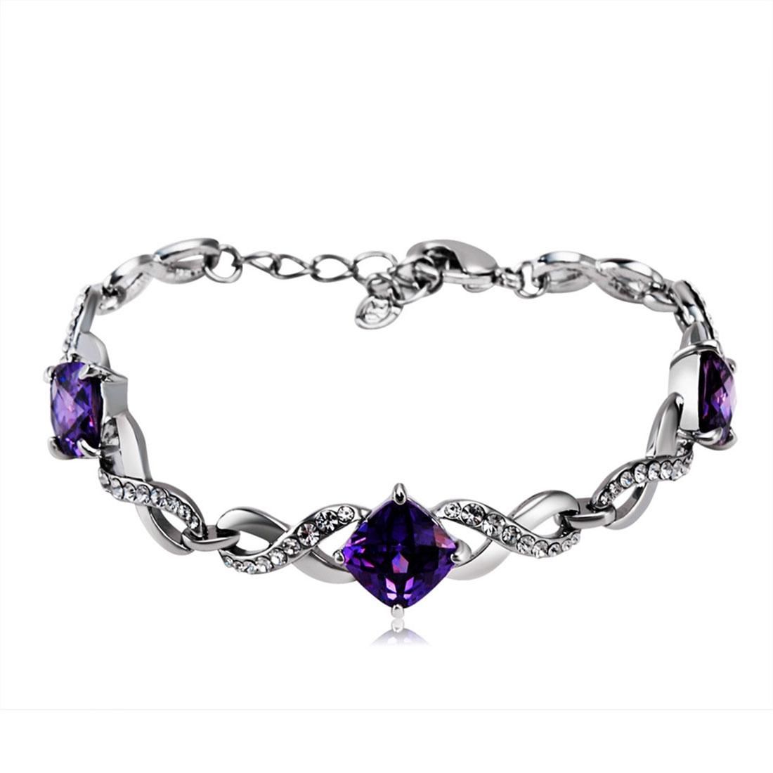 Twisted Rhinestone Crystal Bracelet for Female, Chain Length: 18.2cm