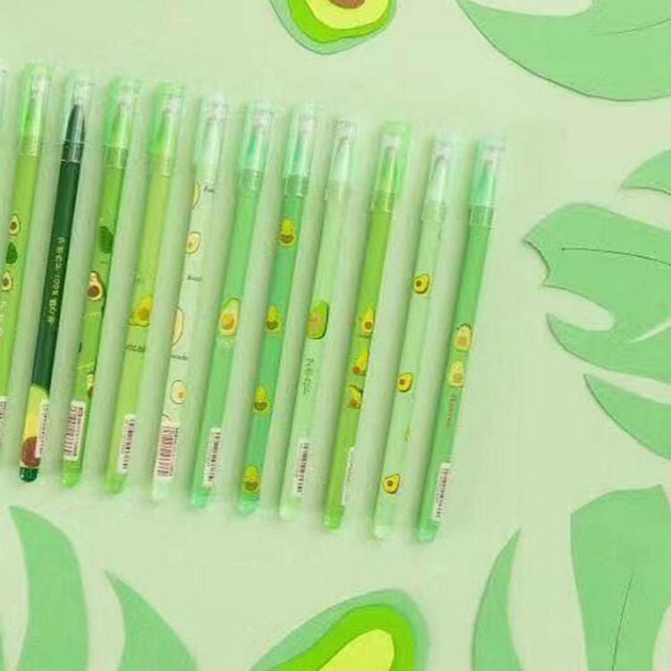 12 PCS HS-1237 Avocado Fruit Gel Pen Office Signature Student Writing Pen Refill: Black Needle Tube 0.5mm