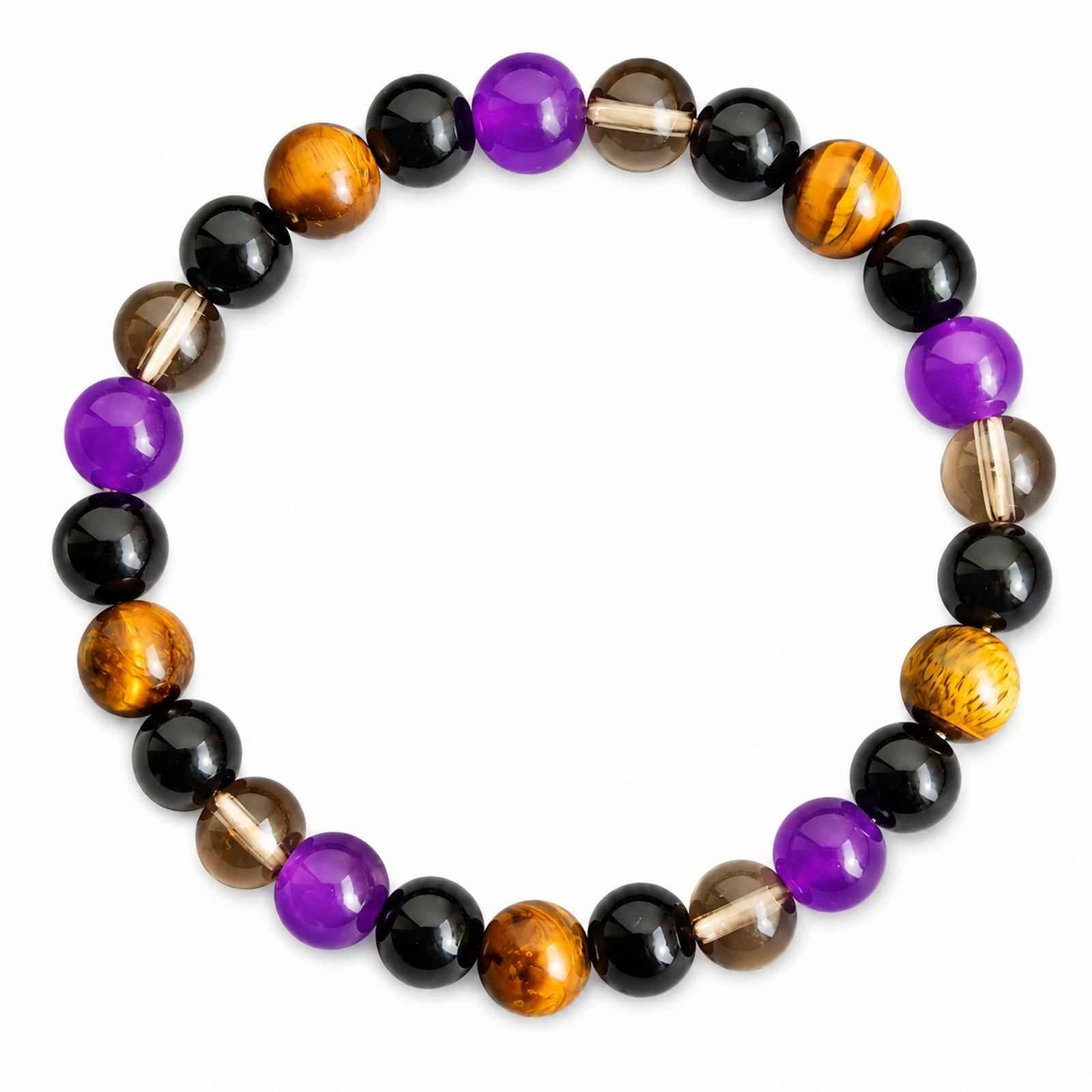 Uniqbuy for Confidence Meditation Yoga Natural Crystal Beaded Bracelet for Men Women 8mm Amethyst Energy Bracelet