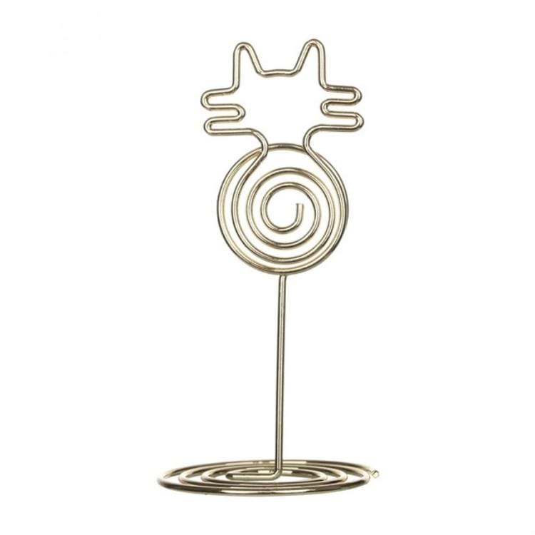 4 PCS Cartoon Cat Business Card Holder Metal Photo Clip Creative Desktop Note Clip (Gold)