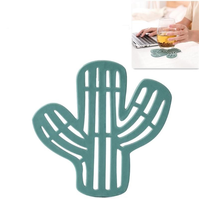 2 PCS Cactus Shape Anti-Scalding Tea Coaster Creative Home Non-Slip Insulation Pad Water Cup Bowl Mat (Dark Green)