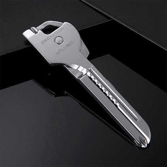 SWISS+TECH Stainless Steel 6 in 1 Multi-function Outdoor Key Chain, Foldable Mini Tools Key Ring