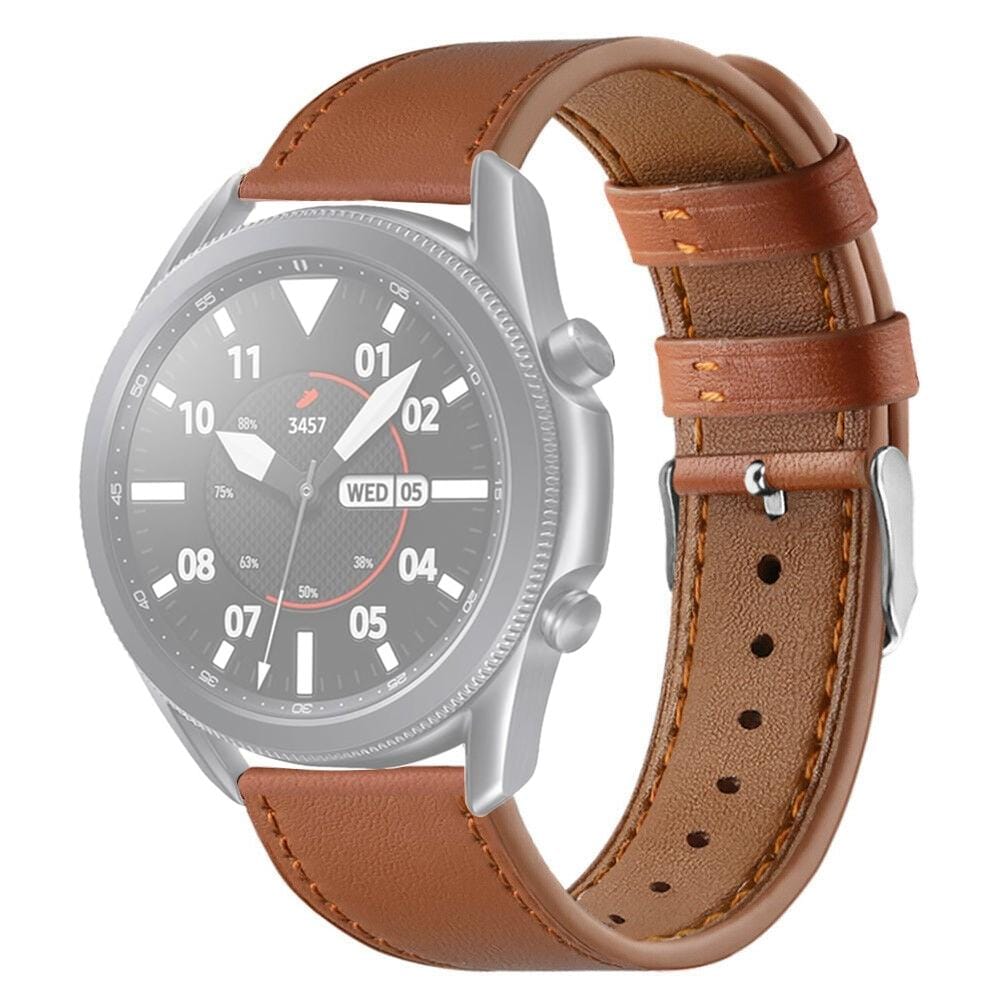 For Galaxy Watch 3 45mm Leather Replacement Strap Watchband (Brown)