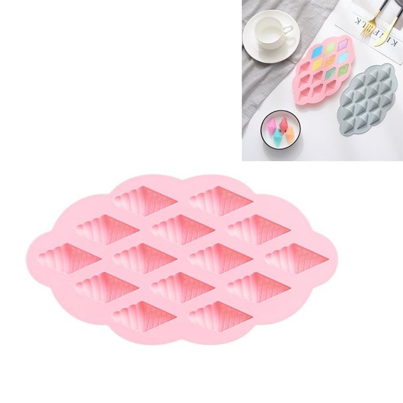 6 PCS Ice Cream Cone Shape Fondant Cake Silicone Mold Baking DIY Chocolate Dessert Mold Making Ice Tray (Pink)