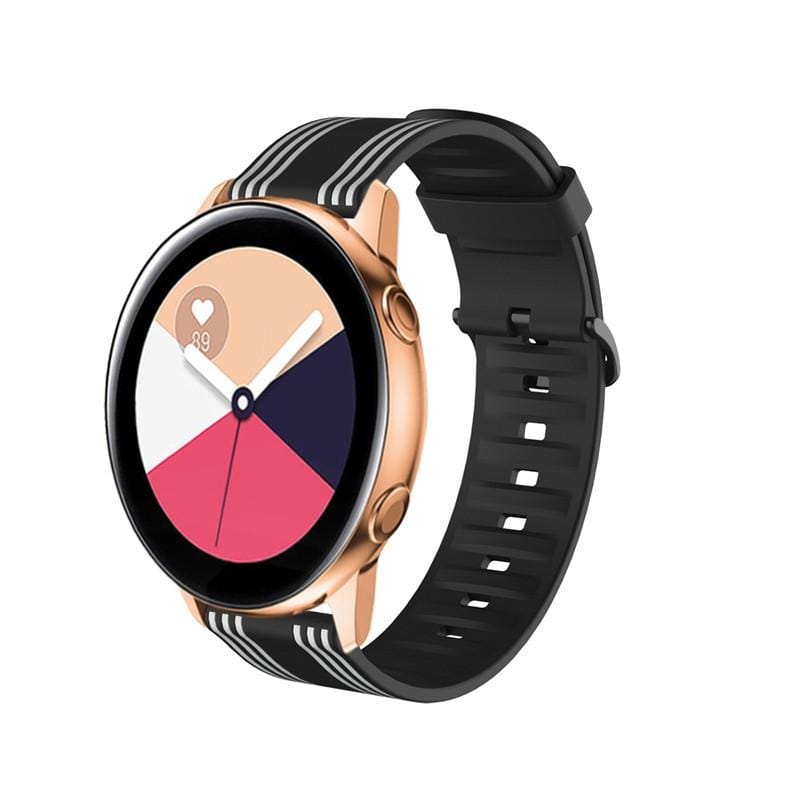 20mm For Huami Amazfit GTS / Samsung Galaxy Watch Active 2 / Huawei Watch GT2 42MM Striped Silicone Strap (Black white)