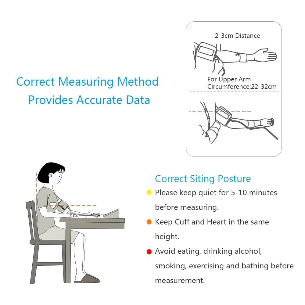 AlphagoMed LCD Upper Arm Blood Pressure Monitor with Cuff