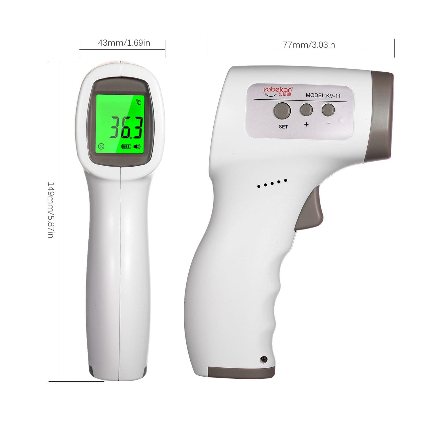 Digital Infrared Forehead Thermometer LCD IR Thermometer - White & Grey