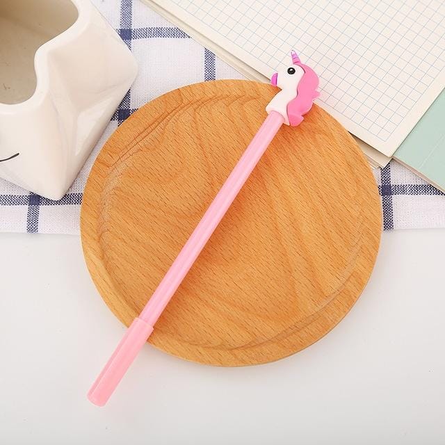 4 PCS Cartoon Unicorn Neutral Student Pen (Pink)