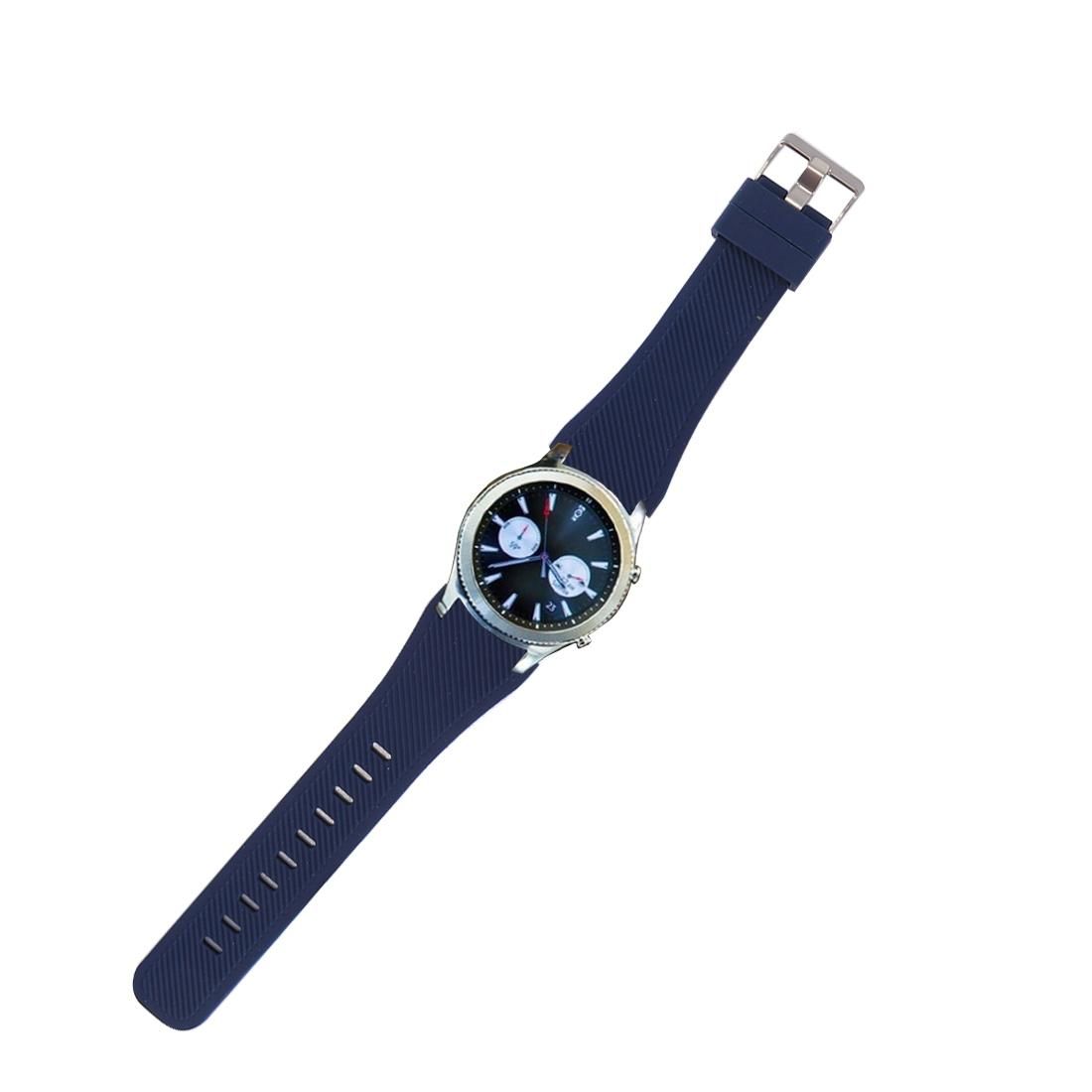 For Samsung Gear S3 Classic Smart Watch Silicone Watchband, Length: about 22.4cm (Dark Blue)