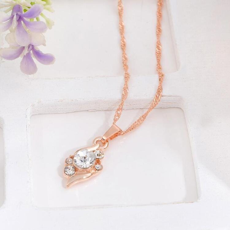 Fashion Chain Crystal Necklace Ring Earring Jewelry Set