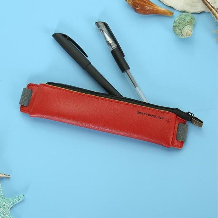 2 PCS Business PU Pencil Case Simple Office Elastic Buckle Student Book Mini Pencil Box (Sky Blue)