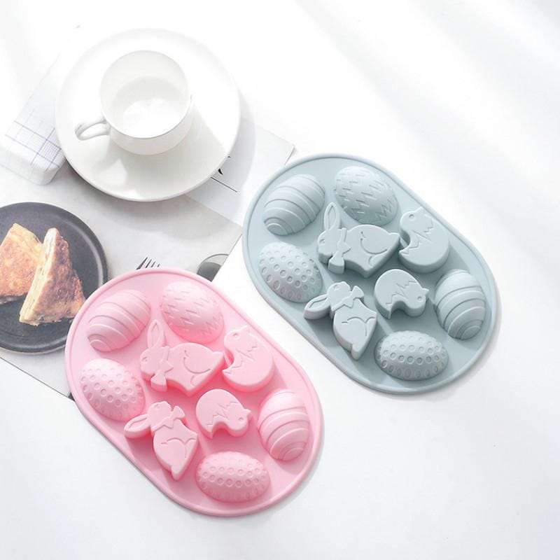 4 PCS Little Rabbit Egg Shape Making Ice Tray Silicone Mold Baking Epoxy Mold (Blue)