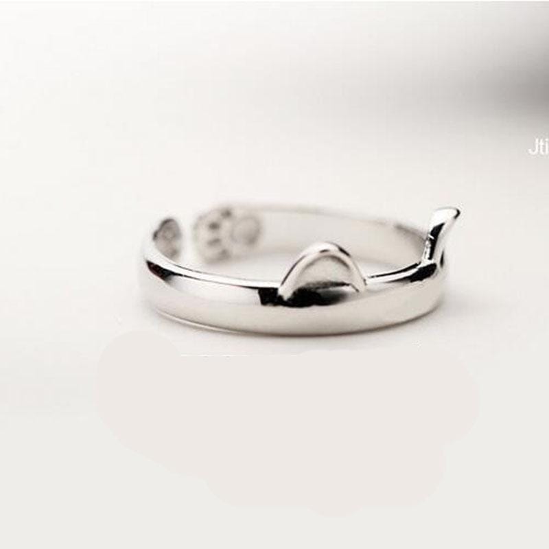 5 PCS Silver Plated Cat Ear Design Cute Fashion Jewelry Ring For Women