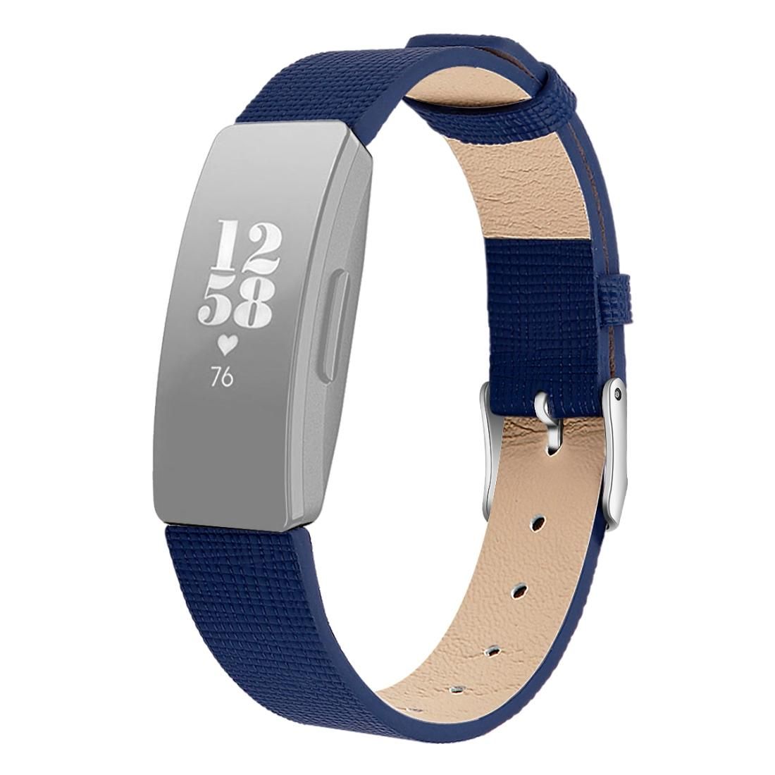 For Fitbit Inspire / Inspire HR Leather B Type Replacement Wrist Strap Watchband, Size:L (Blue)