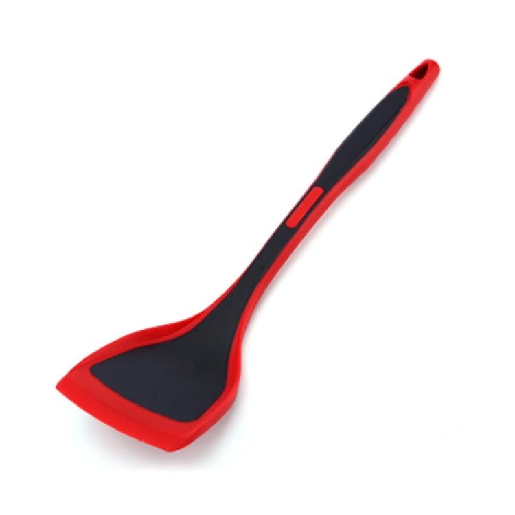 Full Silicone Two-color High Temperature Resistant Anti-scalding Handle Nylon Spatula Cooking Spatula (Red)