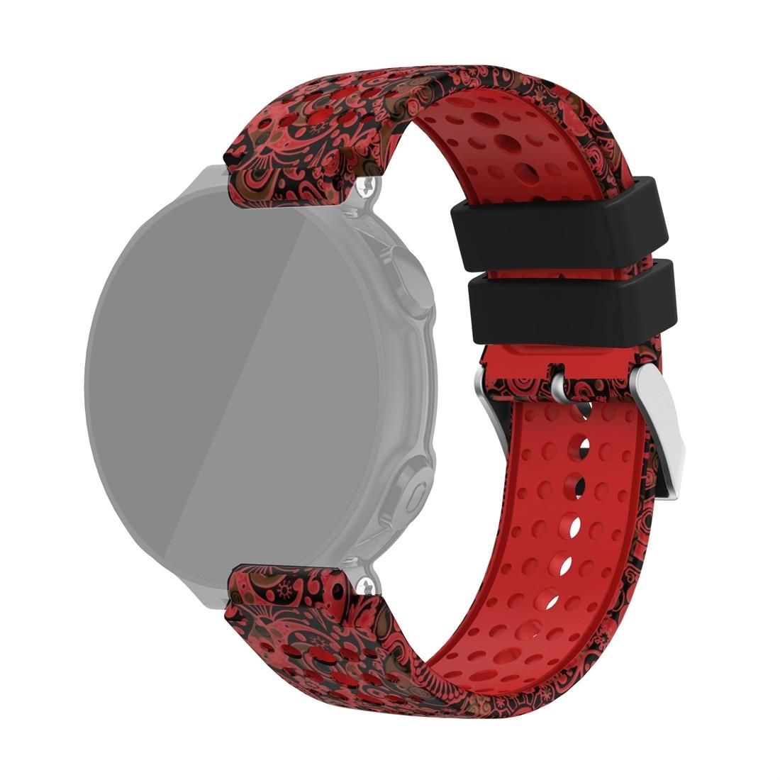 For Gaemin Forerunner 220 / 230 / 235 / 735XT / S20 Printing Silicone Replacement Wrist Strap Watchband (Army Green Bamboo Leaves)