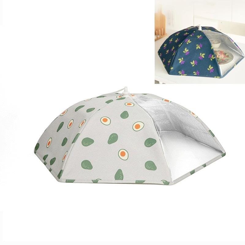 Fruit Pattern Cartoon Folding Meal Cover Thick Aluminum Foil Meal Dust Insulation Cover (Light Gray)