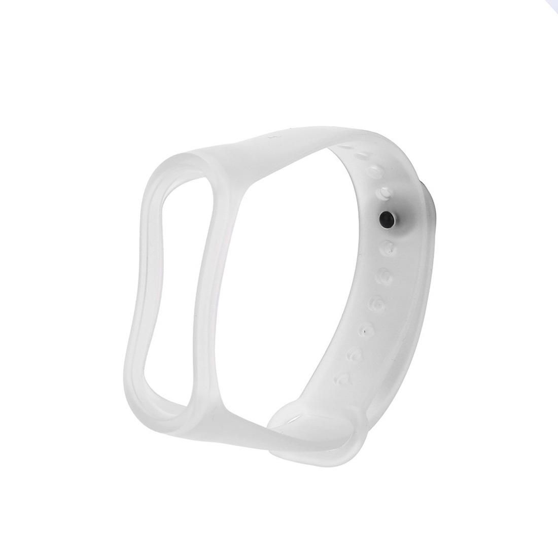 Bracelet Watch Silicone Rubber Wristband Wrist Band Strap Replacement for Xiaomi Mi Band 3 (White)