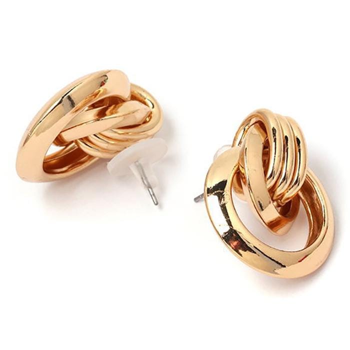 Vintage Trendy Punk Metal Circle Stud Earring for Women (Silver)