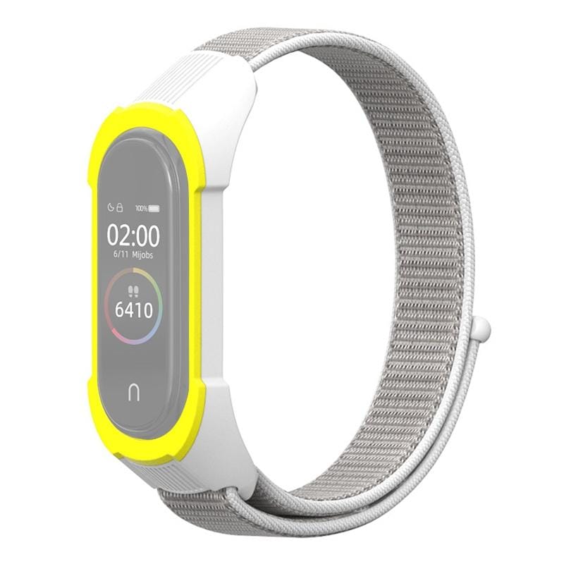 For Xiaomi Mi Band 5 / 4 / 3 Nylon Replacement Strap Watchband (Seashell+White Yellow)