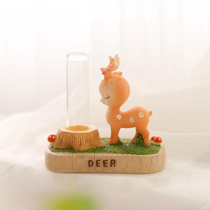 Cute Cartoon Deer Multi-function Pen Holder Resin Decoration ( Dream Deer Hydroponic B)
