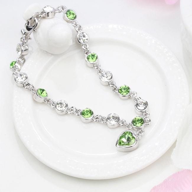 Fashion 12 Constellation Crystal Bracelets Gold-plated Anti-allergy Bracelet Jewelry (Green)