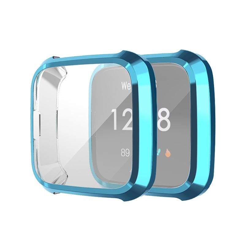 For Fitbit Versa Lite Smart Watch Full Coverage Plating TPU Protective Case (Blue)