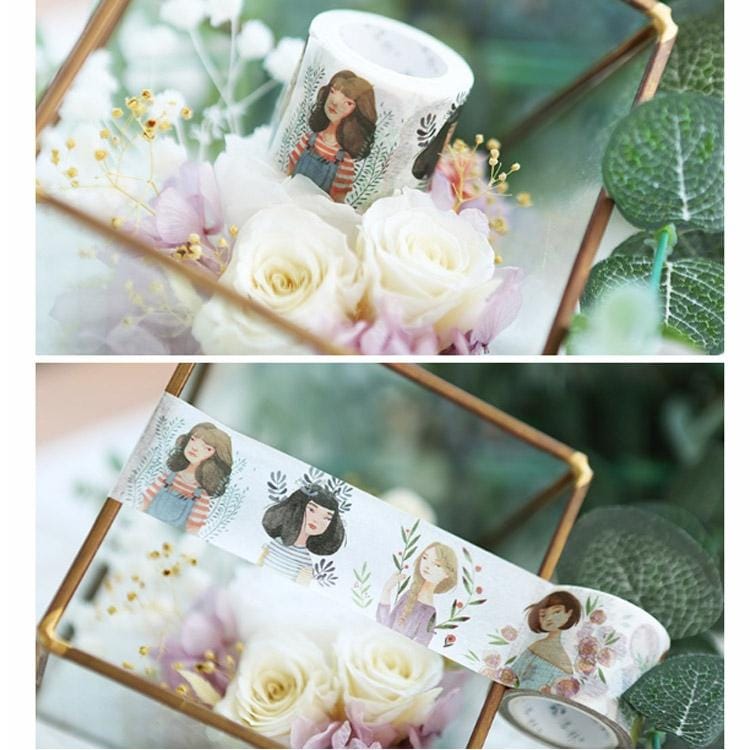 Girl Flower Watercolor Character Series Paper Tape Set Hand Account DIY Decorative Material (Dream )
