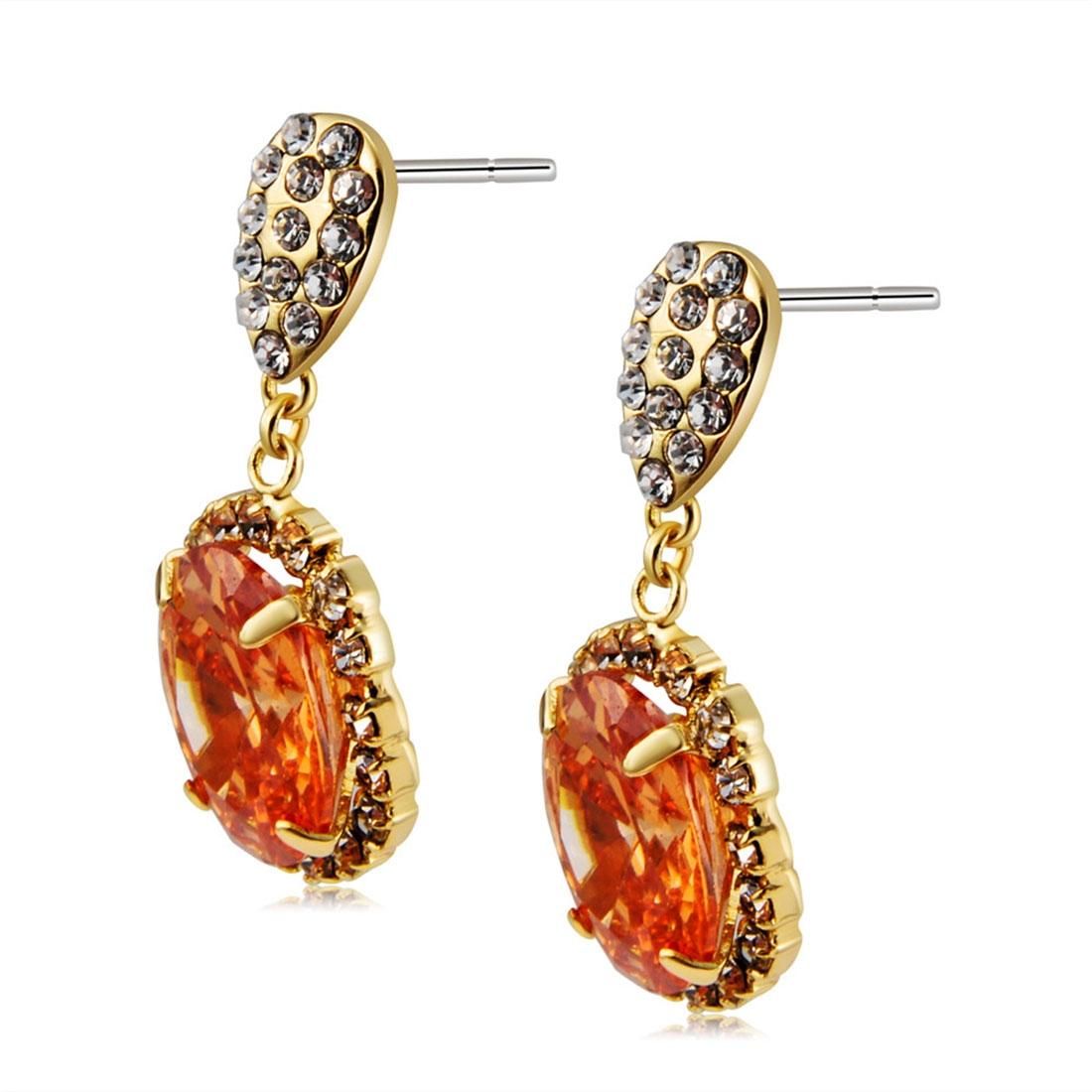 2 PCS 18K Gold-Plated Crystal Rhinestone Earrings for Female