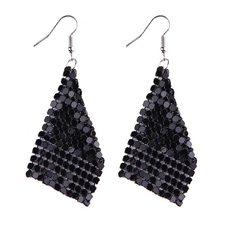 Personality Small Square Sequins Exaggerated Wild Metal Earrings For Women (Sliver)