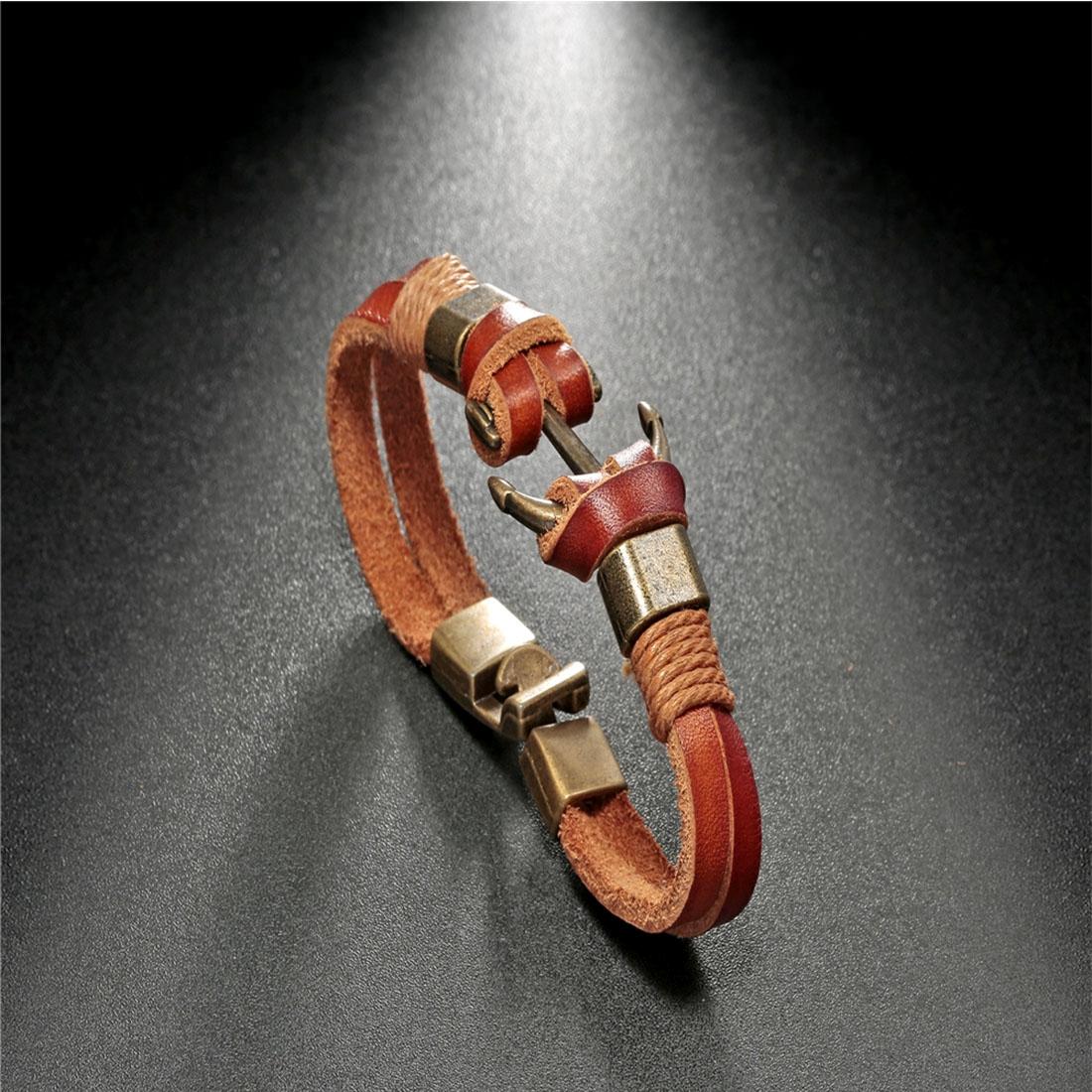 Fashion Men Jewelry Retro Anchor Multilayer Leather Rope Bracelet Classic Leather Bracelet