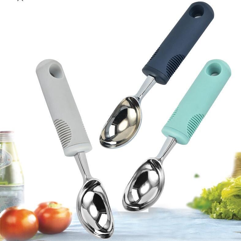 3 PCS Zinc Alloy Ice Cream Spoon Dessert Spoon Fruit Ball Digger (Gray)