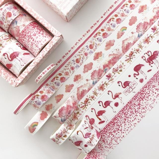 8 Roll / Box Paper Tape Basic Handbook Material Set Small Fresh Girl DIY Decorative Tape Antique Hand Account Sticker (Dream Love)