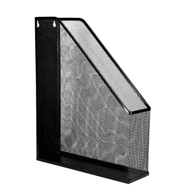 2 PCS Black Iron Mesh Metal File Single Column A4 Wire Mesh File Frame Simple Creative File Basket (Black)