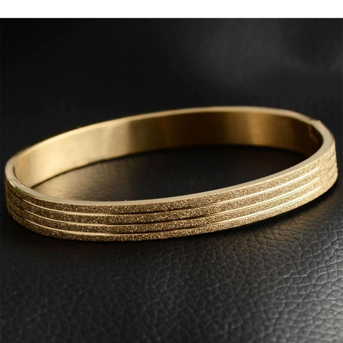 European and American Personality Men Jewelry Three Lins Couple Bracelet High-end Titanium Steel Gold Bracelet, Size: 55*58mm