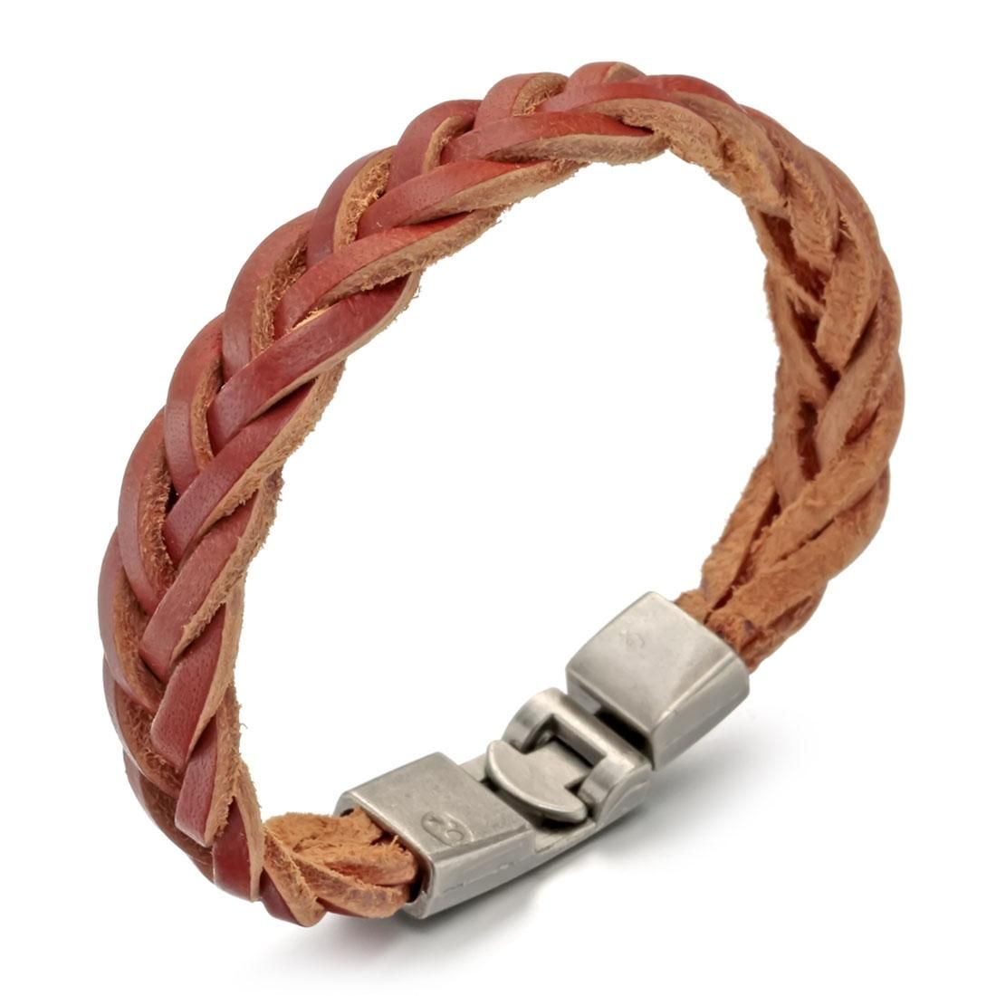 Fashion Men Jewelry Punk Braided Leather Bracelet Classic Brown Buckle-style Genuine Leather Bracelet