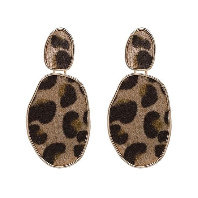 Sexy Leopard Geometric Street Beat Earrings For Lady (Light brown)