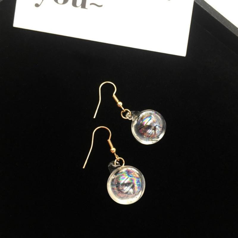 Retro Transparent Water Glass Ball Earrings (SW080701-03)