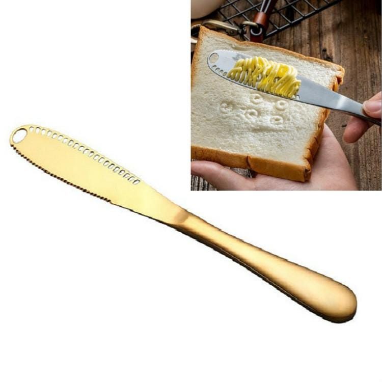 Stainless Steel Butter Knife Western Food Bread Jam Cheese Knife (Gold)